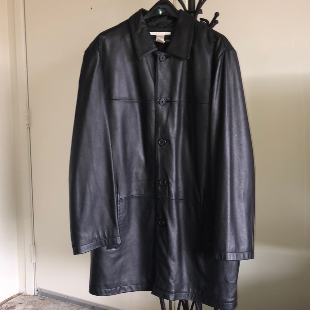 Perry Ellis XL leather coat with removable lining